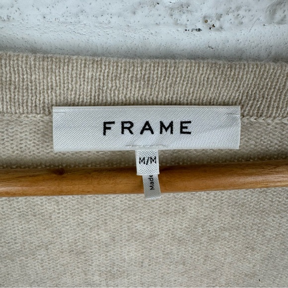 FRAME Oatmeal Heather Cashmere Puff Sleeve Sweater | Size M - Picture 3 of 7